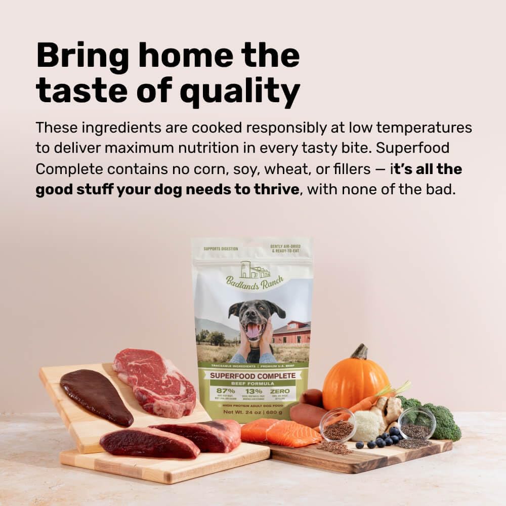 BADLANDS RANCH Air-Dried Beef Dog Food, 87% Real Meat, 64 oz